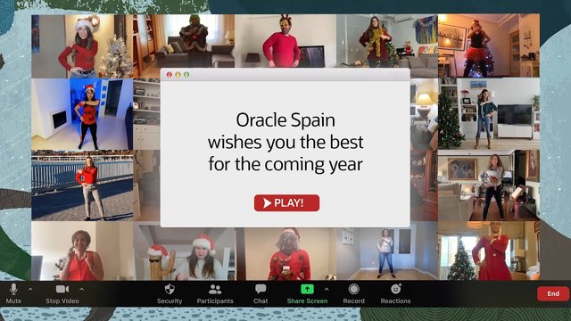 Ha llegado la última actualización del año a los meetings de @Oracle_es: ¡La #Navidad! Gracias a la tecnología hemos mantenido nuestra tradición. Virtualmente os deseamos a todos… ¡Felices fiestas! bit.ly/3ahzDl0