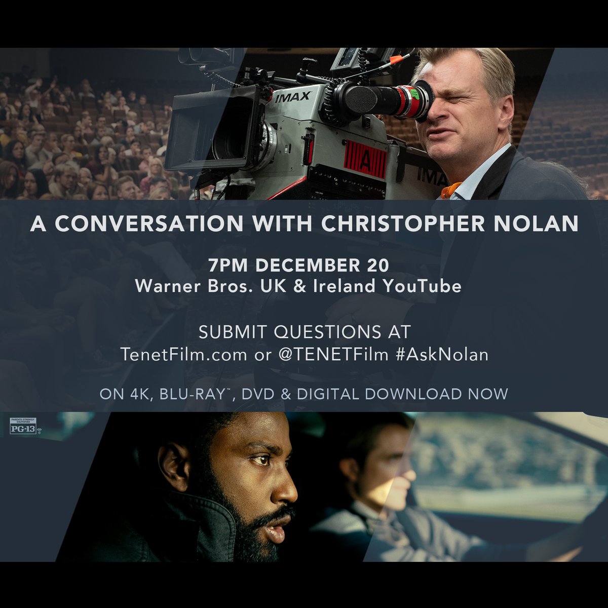 WarnerBrosUK's tweet photo. Join Director Christopher Nolan today at 7pm for a Q&A live stream hosted by @geoffkeighley. Submit your questions at https://t.co/nFZmOWx40D or #AskNolan on Twitter. https://t.co/nG2PtEg2NG