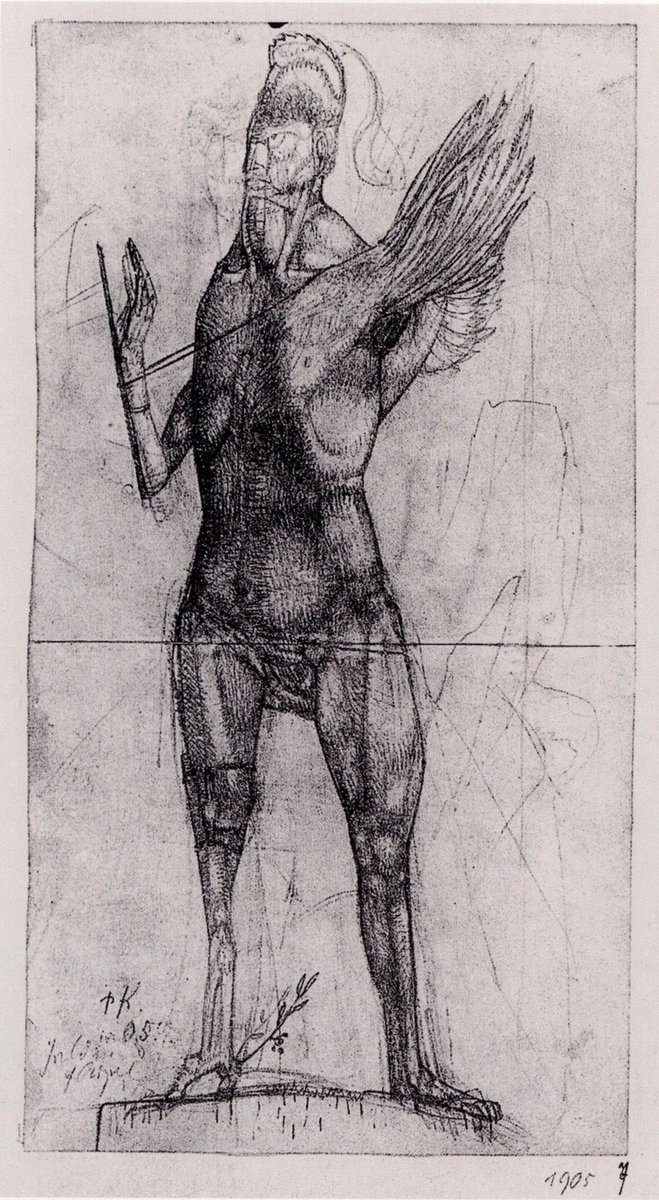 “The beautiful, which is perhaps inseparable from art, is not after all tied to the subject, but to the pictorial representation. In this way and in no other does art overcome the ugly without avoiding it.”Paul Klee, 1905: 'Hero with Wings / Held mit Flügel', etching