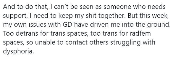 A year ago,  @SkyNews did a report on a person who was founding the Detrans Advocacy Network to help "100s" of detransitioners. Her "team" were best-placed to help. Excellent!This year, the founder is suffering from gender dysphoria and has no-one to turn to?! 1/11