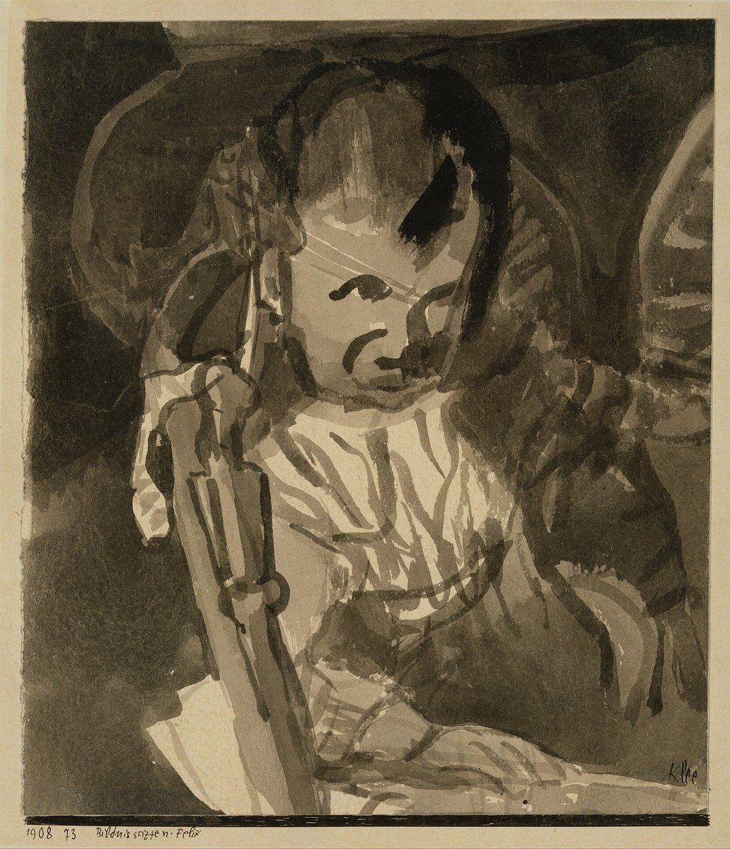 “Looking back at the end of the year created a little more serious mood than before. To bring children in the world is no trifling matter!”    ~ Paul Klee, 1908Portrait of his young son Felix Klee, drawing in ink wash on paper