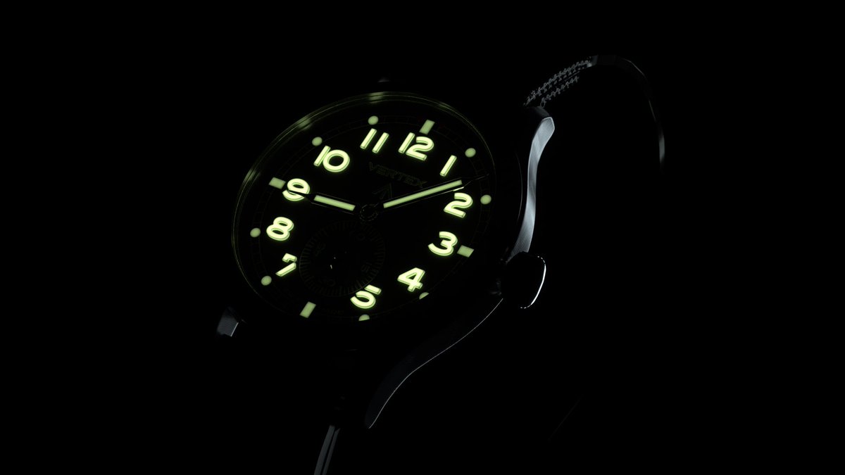 VertexWatch's tweet photo. Darkness is just an absence of light... The Vertex M100 #www #ww2 #vertexwatches #purityofpurpose #bronze75 #hertiage #75anniversary #itsgoodtoglow #superluminova https://t.co/k6gIesSwQx