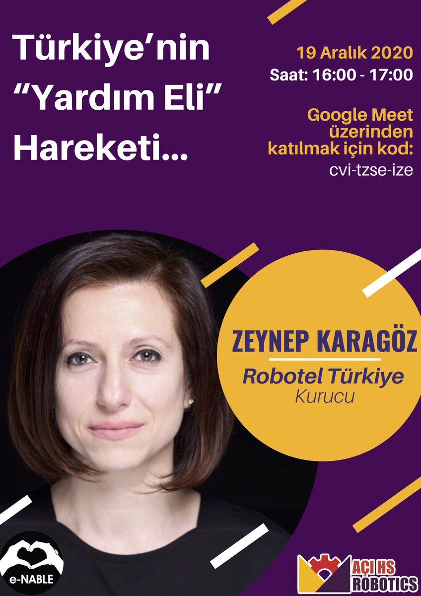 Açı HS Robotics (@acihsrobotics) on Twitter photo Yarın için çok heyecanlıyız! Çünkü <a href="/RobotelTR/">Robotel Türkiye</a> projesi için <a href="/zeynox/">zeynep karagöz</a> ile buluşacağız. Üç boyutlu yazıcılar ile ihtiyaç sahiplerine protez el yapımı hakkında detaylı bilgiyi ilk ağızdan dinlemek isterseniz, bekleriz. <a href="/MakerCocuk/">Maker Çocuk</a> <a href="/Maker_Atolye/">Maker Atölye</a> #sosyalfayda için #teknoloji #3dprint Yarın için çok heyecanlıyız! Çünkü <a href="/RobotelTR/">Robotel Türkiye</a> projesi için <a href="/zeynox/">zeynep karagöz</a> ile buluşacağız. Üç boyutlu yazıcılar ile ihtiyaç sahiplerine protez el yapımı hakkında detaylı bilgiyi ilk ağızdan dinlemek isterseniz, bekleriz. <a href="/MakerCocuk/">Maker Çocuk</a> <a href="/Maker_Atolye/">Maker Atölye</a> #sosyalfayda için #teknoloji #3dprint