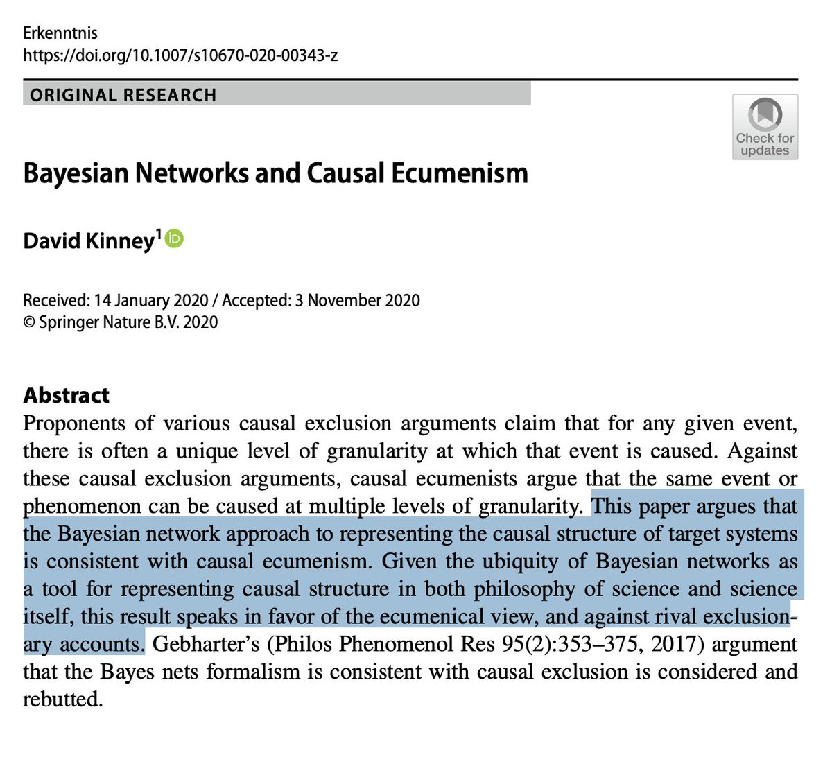 sfiscience's tweet image. One event can have many layers of description, but practitioners in different disciplines often argue about the most fundamental level of #causality.

In his latest, SFI Fellow @davidbkinney uses #BayesianNetworks to argue for an ecumenical approach:
link.springer.com/article/10.100…