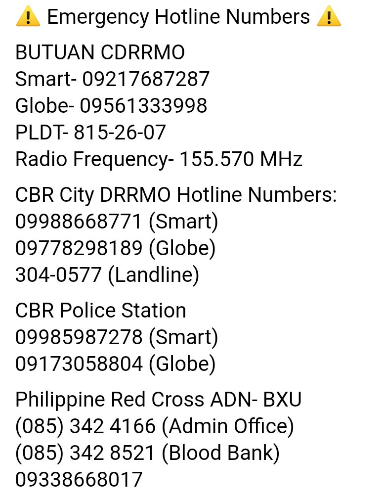 gominskz's tweet photo. βΌοΈRT OR COPYβΌοΈ
spread the emergency hotline numbers!!
#BagyongVicky #VickyPH #AgusanNeedsHelp #CaragaNeedsHelp https://t.co/T7wkseCebc
