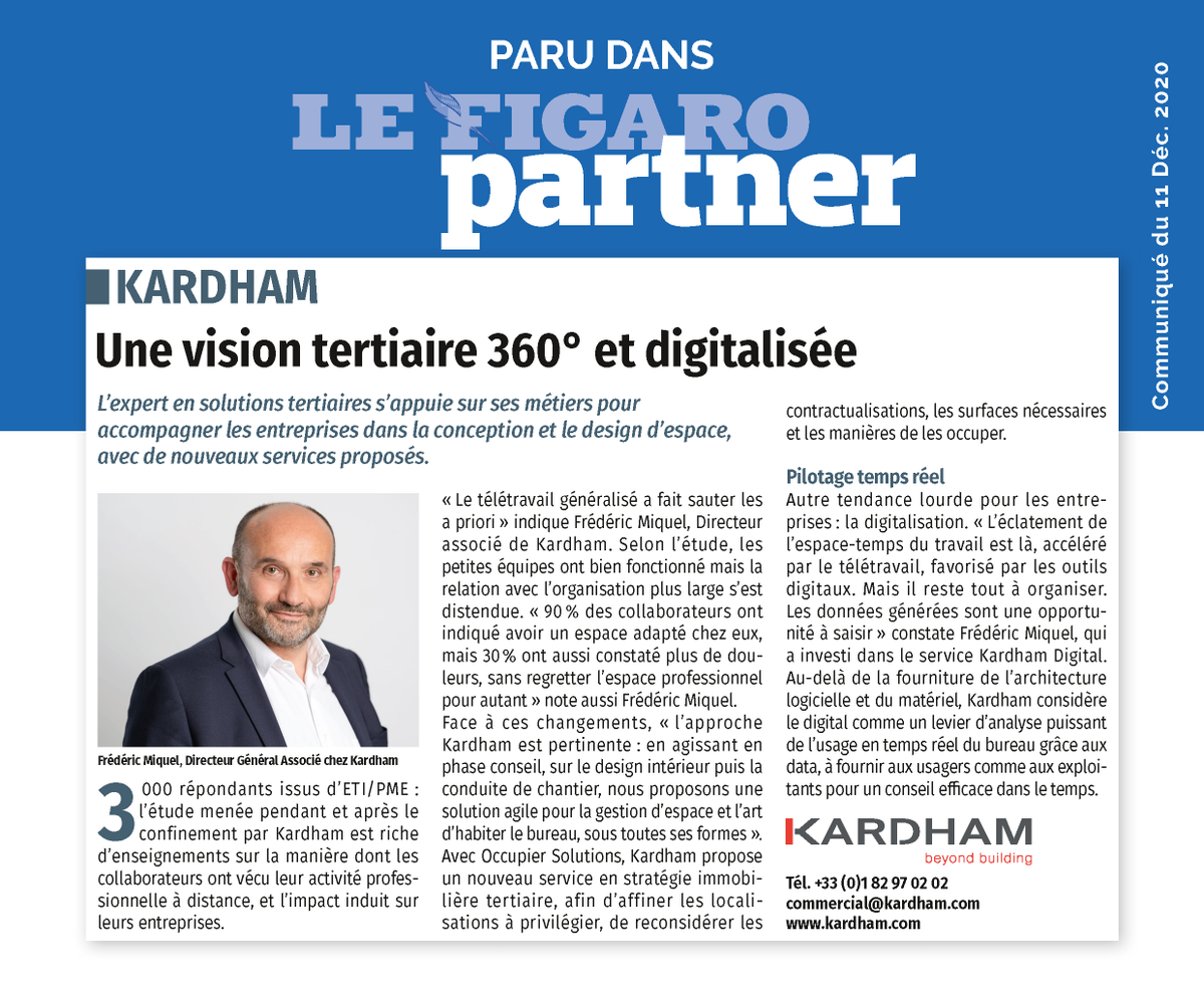 Groupe_Kardham's tweet photo. [#INTERVIEW] Frédéric Miquel dans @Le_Figaro sur notre vision 360 et digitalisée en #immobilier #tertiaire, avec notamment nos services #OccupierSolutions + #DigitalWorkplace de @KardhamDigital
+d'infos 👉 https://t.co/8jChDKQ2um
#Workplace #Bureaux #Télétravail #BeyondBuilding https://t.co/cSk7fOJUKx