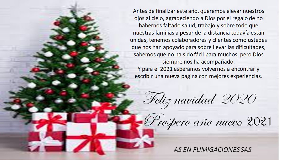 AsColombia's tweet photo. As en fumigaciones SAS -> Vacaciones corporativas - Agradecemos a nuestros clientes y proveedores por preferirnos y dejarnos servirles en este año. Informamos que saldremos a vacaciones corporativas desde el día 24 de diciembre y retornaremos el día 4 de enero de 2021. https://t.co/vTJeslhuSn