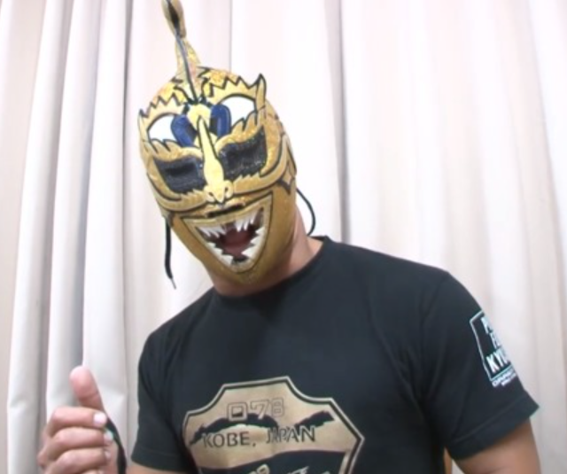 Shachihoko Machine- shachi boy but yellow gear- btw- if u go to jp wiki & translate it with google- shachihoko = KILLER WHALE- but there's actually a separate wiki page for THE shachihoko- & it's a fusion of tiger+carp lol- multiple wrestlers dressed as him- incl YOSHINO