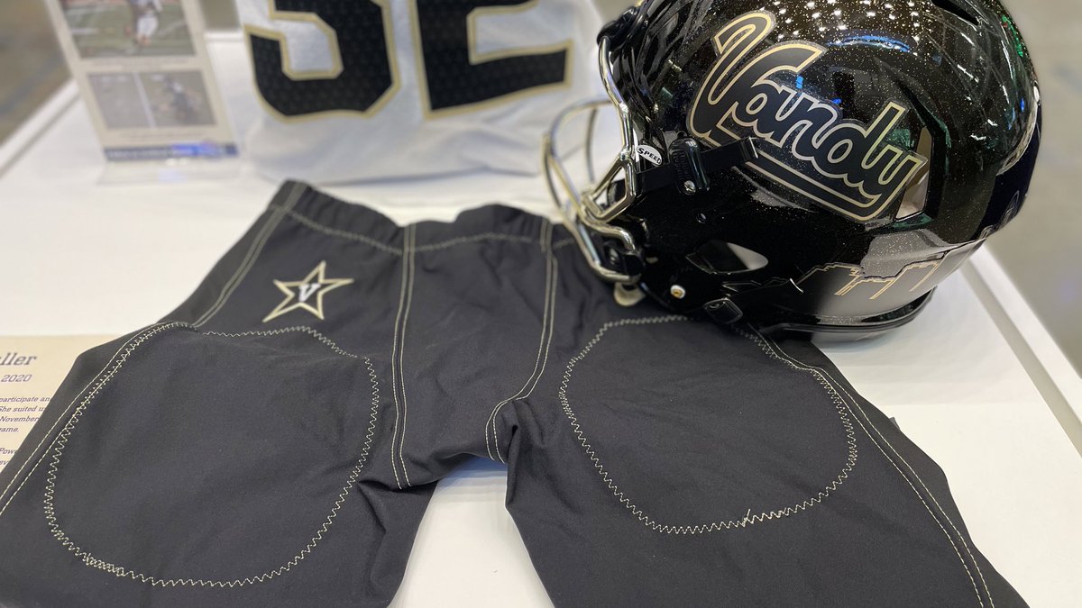 cfbhall's tweet image. On display @cfbhall is the uniform of @VandyFootball kicker @SarahFuller_27; who made history as the first female to play and score in a Power 5 college football game. Congrats Sarah and thank you for entrusting us with the safe keeping of this rich piece of history! #AnchorDown