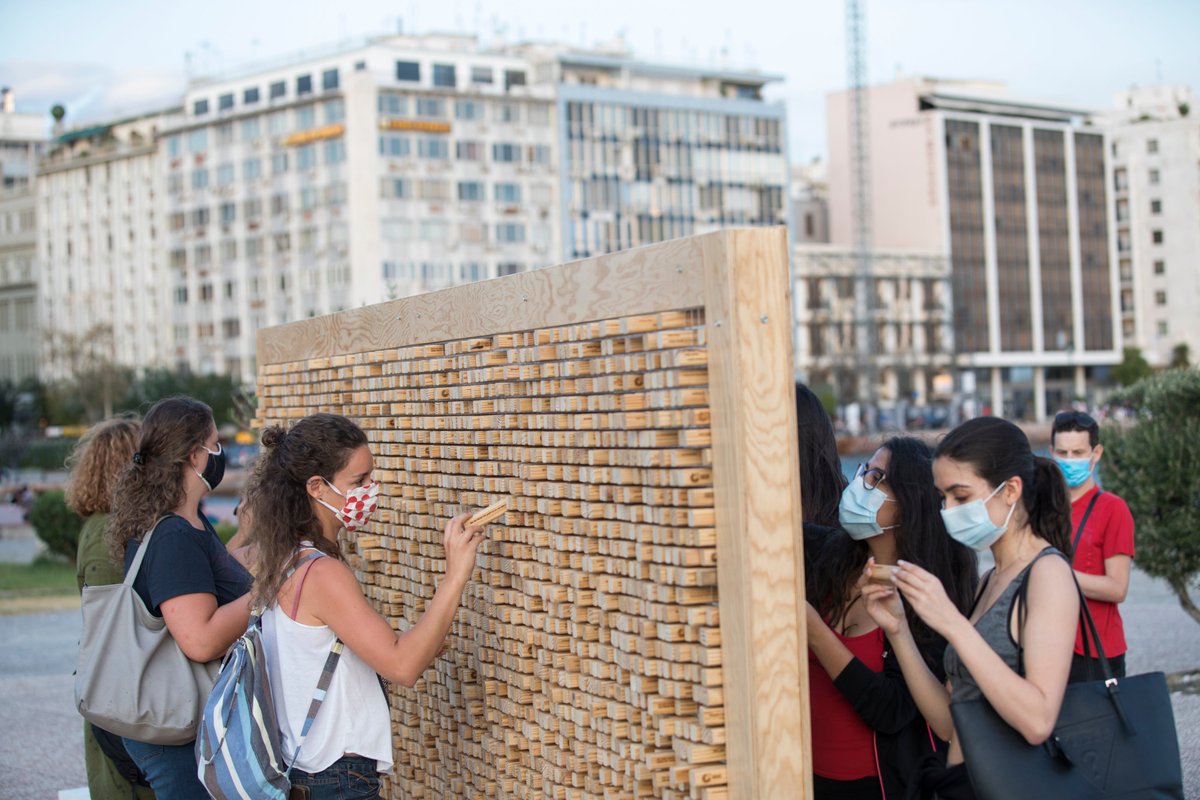 germanyintheeu's tweet photo. In the last six months the #DisappearingWall appeared all over #Europe. The citizens of Europe then made them “disappear” again. Thank you to @goetheinstitut for realizing such a unique interactive installation as part of #EU2020DE’s cultural programme! #GoetheForEurope https://t.co/2q3cSCFASd