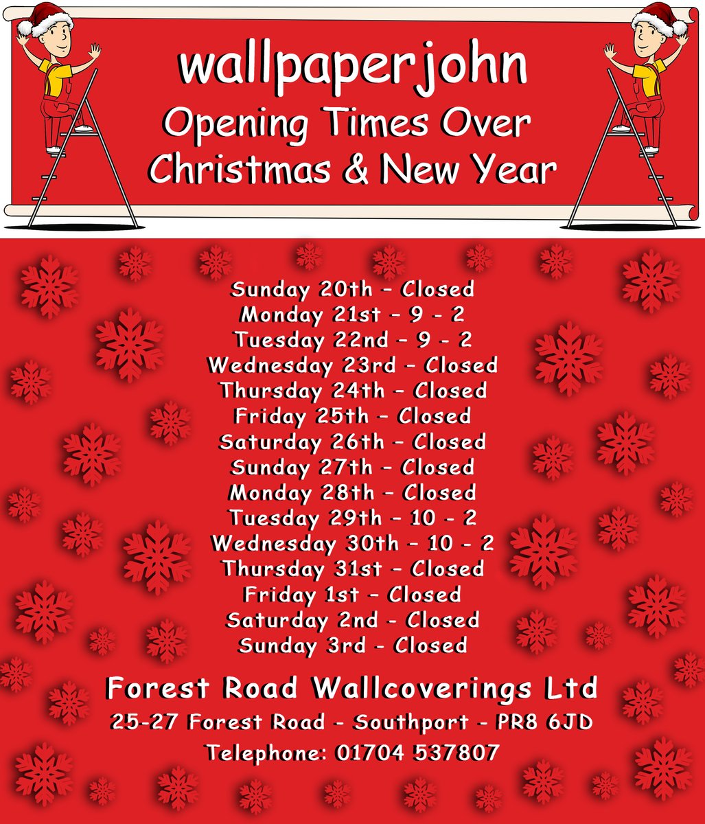 Shop opening times over the festive period.
Merry Christmas and a Happy New Year to all our customers.