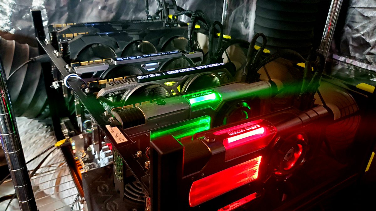 TheLifeofaMiner's tweet photo. Mining Rig | Mix GPUs ⛏️⛏️⛏️ (2x Titan Xp, 1080 TI, 2x 1080, 1070 TI) https://t.co/p5Q5gfIkvZ