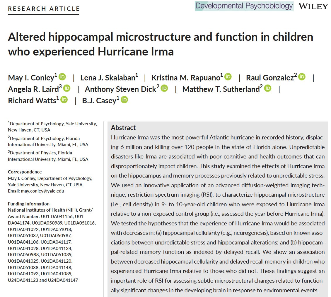 mayconleymcmc's tweet photo. Excited to share new work from @YaleFABLAB! We use a novel application of restriction spectrum imaging (RSI) to examine hippocampal microstructure and function in children who experienced Hurricane Irma. https://t.co/Tn0TTj8Kuh https://t.co/uulGyvUXHG