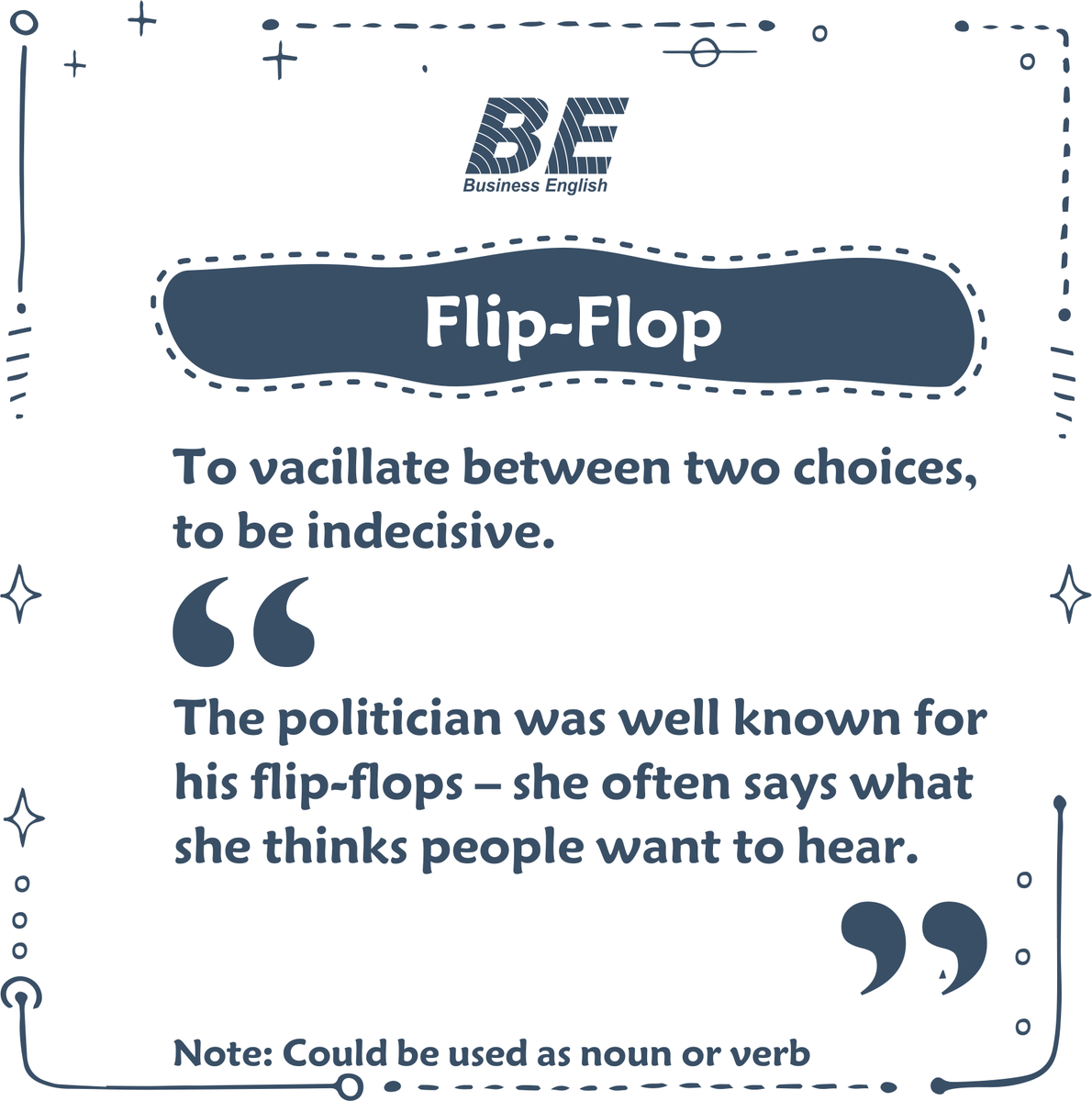 BusinEnglish's tweet photo. Business English Idiom #flip_flop #english #englishlearn
 #انجليزيه_الاعمال #انجليزي
#انجليزيه  #انجليزي  #انجليزية  #إنجليزي  #تعلم_الانجليزية https://t.co/3pkpHFL077