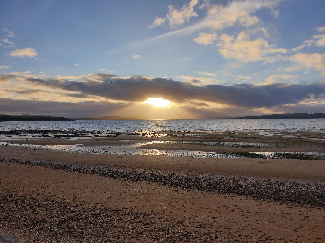 Winter sun rays at Inch Island, Co Donegal just now.