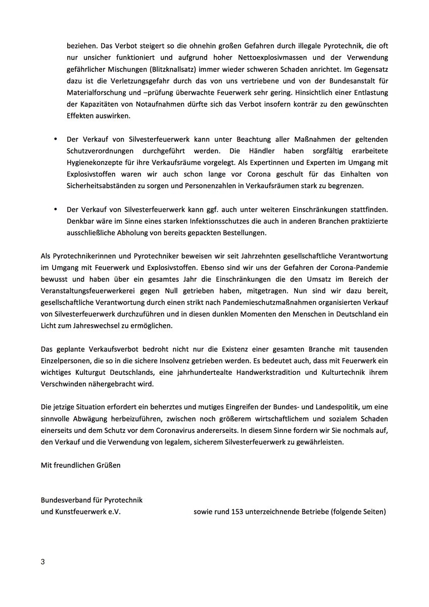 BVPyrotechnik's tweet image. Der offene Brief des BVPK und 150 Unterzeichnenden pyrotechnischen Betrieben #Seehofer @BMISprecher #Merkel @RegSprecher, die Abgeordneten des @Bundesrat sowie die Regierungschefs der Länder.