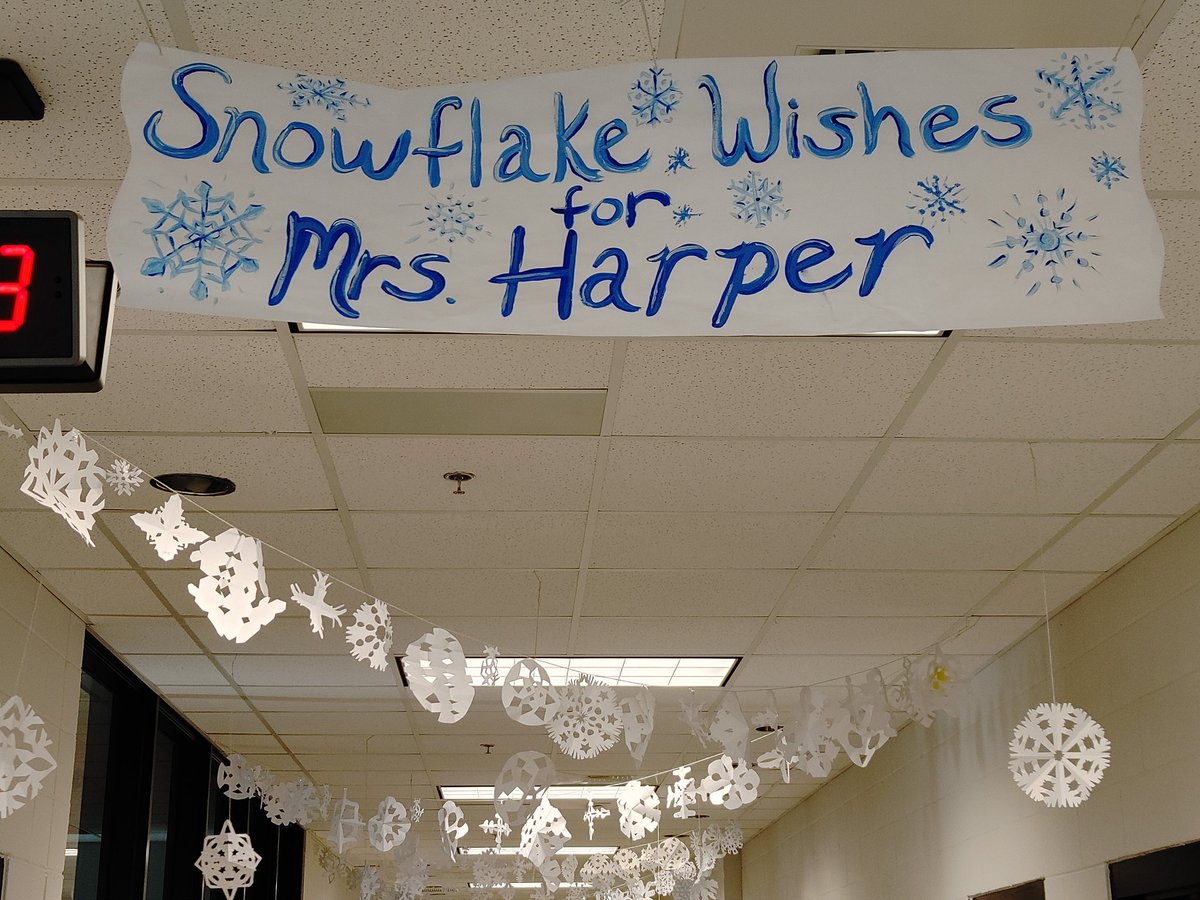 DHSWildcats's tweet photo. Snowflake wishes for Mrs. Harper! Our students showing Mrs. Harper that our thoughts and prayers are with her right now. https://t.co/vwsXzpehuT