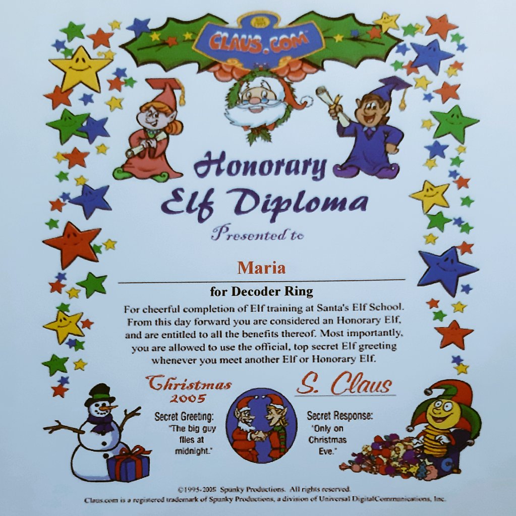 mariamou_7's tweet photo. Did you know that I am an Horonary Elf since 2005? 😜
I found these certifications in my family home and I wanted to share them with you! 🤩
#Christmas #Elf #ChristmasFreak https://t.co/OAH0CSust3