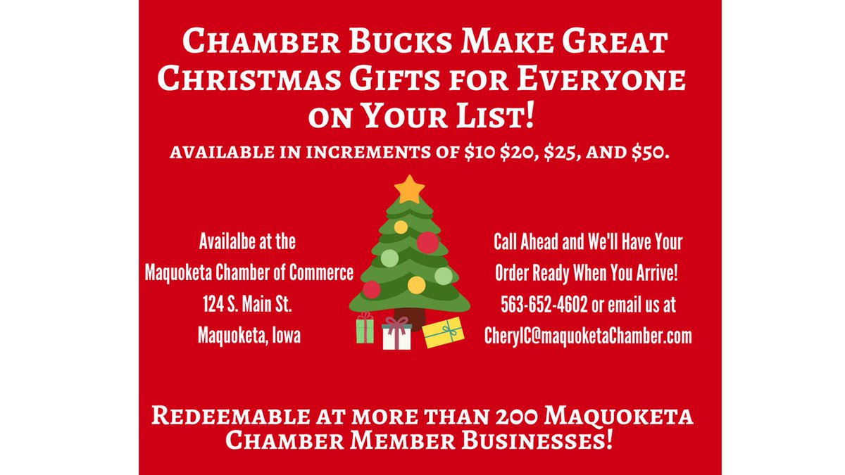 MaqChamber's tweet photo. See our Chamber Directory at https://t.co/ouRhrQ9Thc to see the many locations you can spend Chamber Bucks! https://t.co/09s9v8hGt8