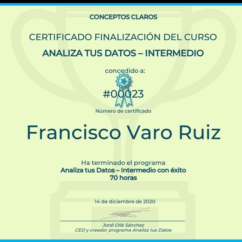 fcovaro8's tweet photo. Curso #analizatusdatos de @conceptosclaros finalizado. Cada día estamos un poco más cerca del objetivo marcado.
#tesisdoctoral👩🎓
#coadyuvanttraining🏋️
#loadwork📊
#injuries🏥
#perfomance🏃
#profesionalsoccerplayers⚽ https://t.co/4EfwLV7Nts