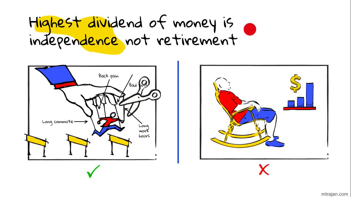 Highest use of surplus money is independence not retirement