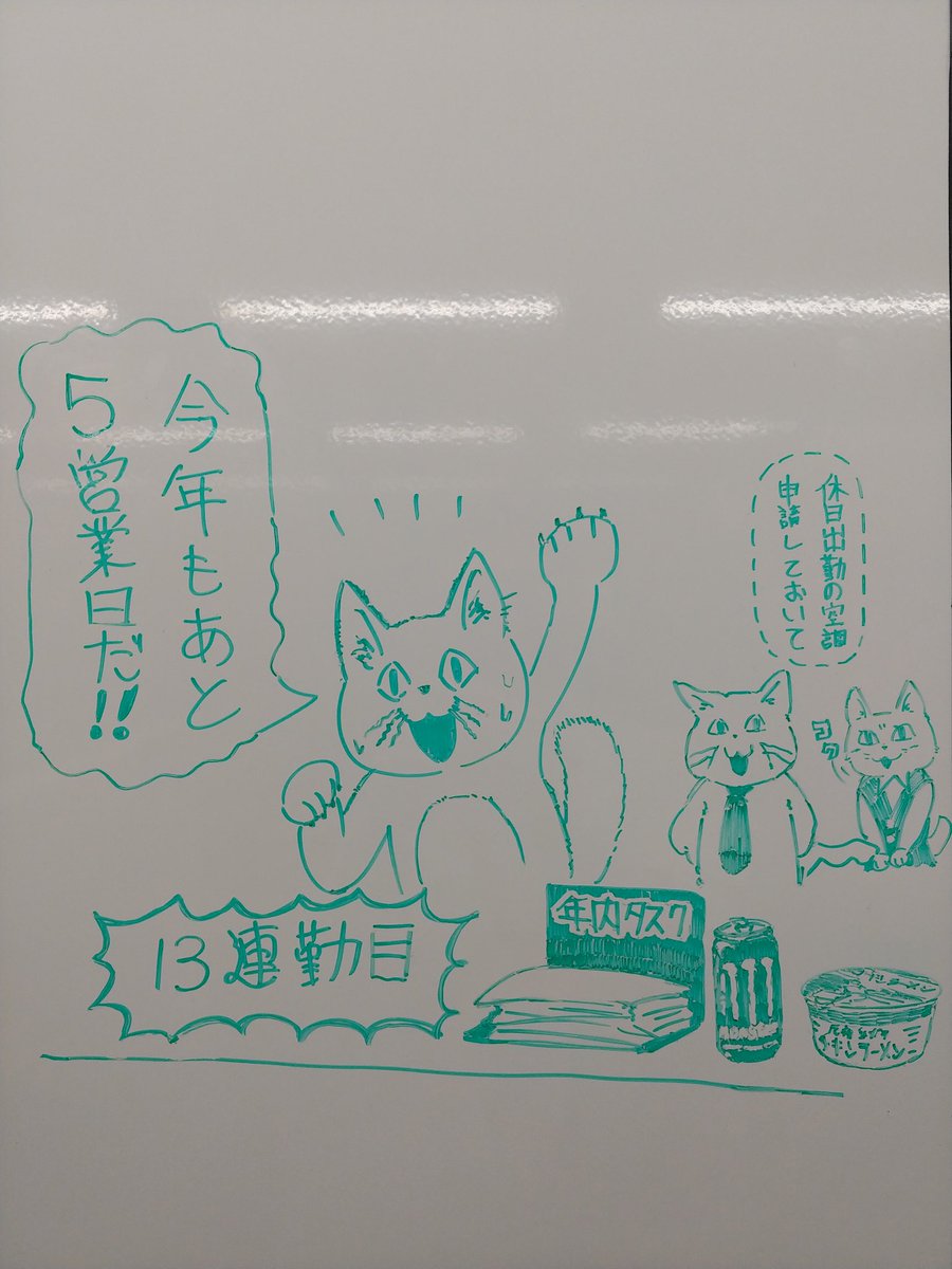 年末進行な現場猫のファンアート。フリートのまとめです。 