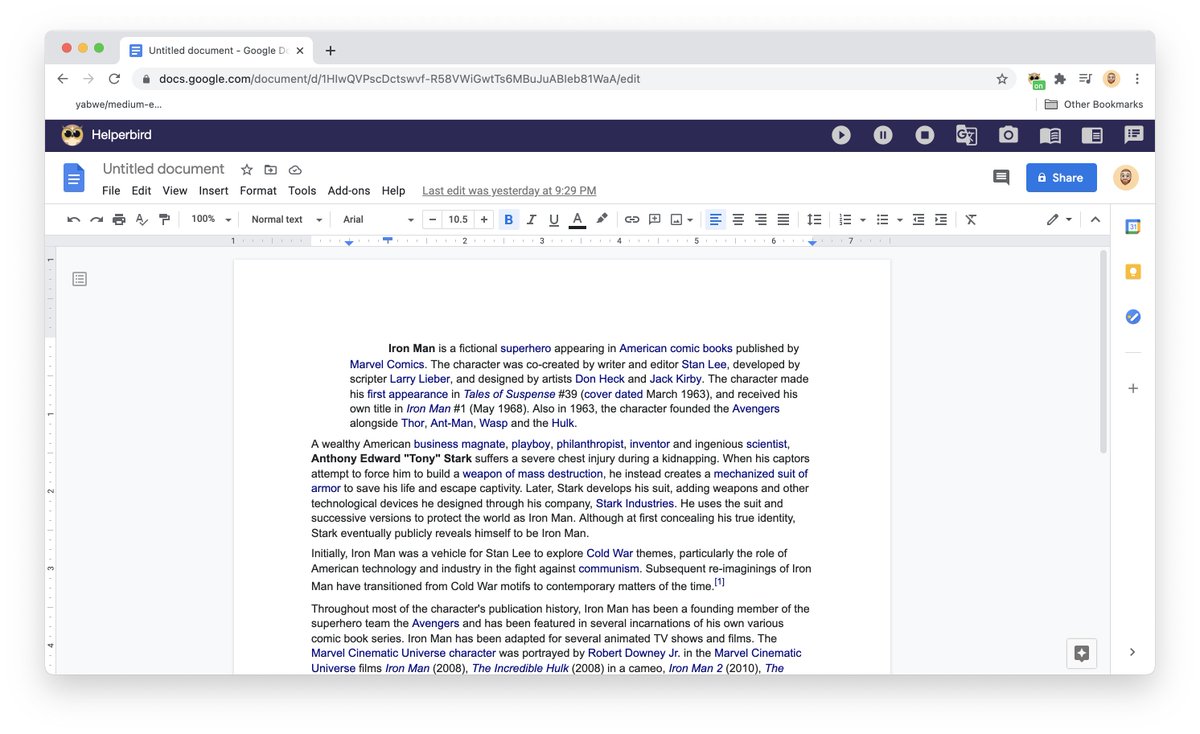 helperbird's tweet photo. Coming later today to Helperbird.

Google docs support! 😍

A beautiful toolbar at the top of Google docs, with access to all our features. Including Immersive reader.

Our quick menu is even better. Highlight anything and have access to all your features. 

@mtholfsen @ksuding https://t.co/BuAVVSEZ3C