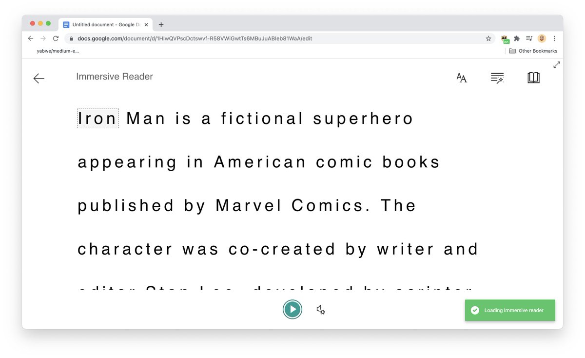 helperbird's tweet photo. Coming later today to Helperbird.

Google docs support! 😍

A beautiful toolbar at the top of Google docs, with access to all our features. Including Immersive reader.

Our quick menu is even better. Highlight anything and have access to all your features. 

@mtholfsen @ksuding https://t.co/BuAVVSEZ3C