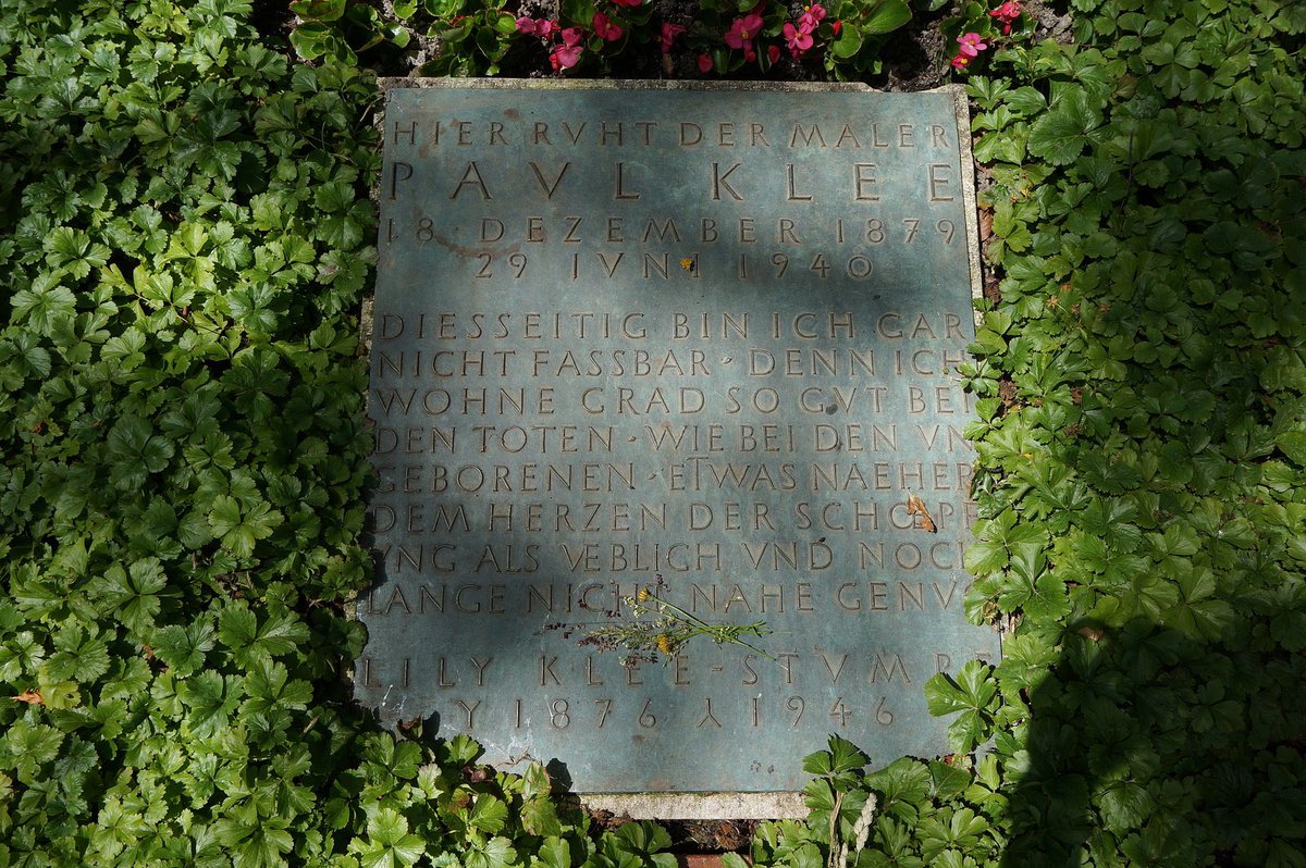 The words on his tombstone, Klee's credo, placed there by his son Felix, say, "I cannot be grasped in the here and now, for my dwelling place is as much among the dead as the yet unborn. Slightly closer to the heart of creation than usual, but still not close enough."
