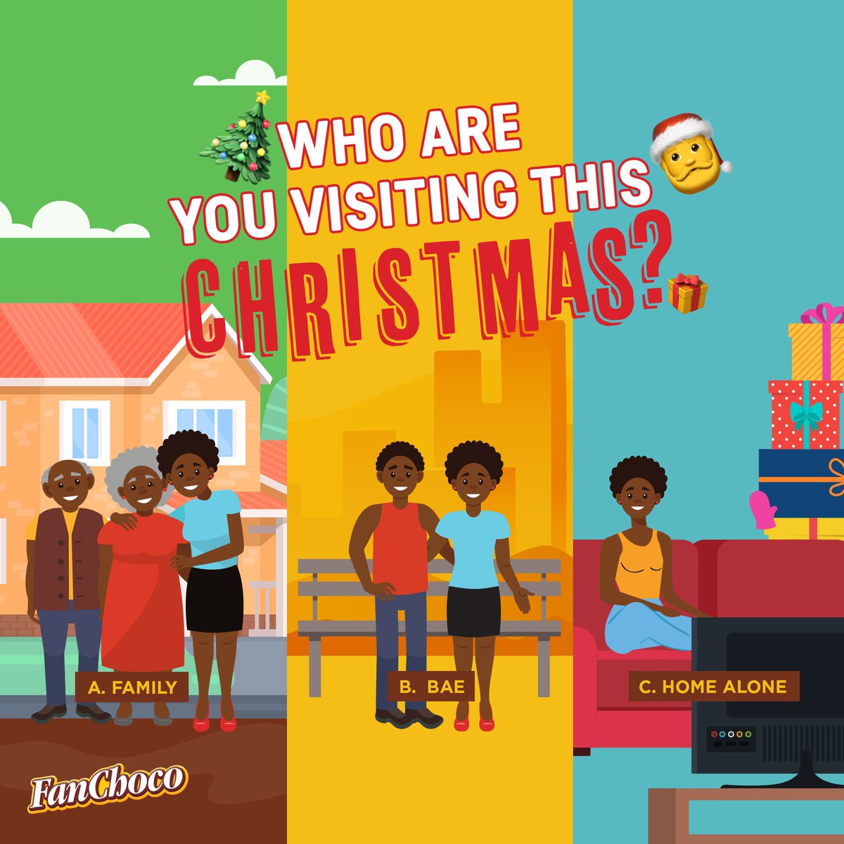 FanChocoGhana's tweet photo. Tell us who youβll be visiting this Christmas season! π¨βπ©βπ§βπ¦ππ
#FanChoco #MoreCocoa #BetterTaste https://t.co/DJbfRfdecE
