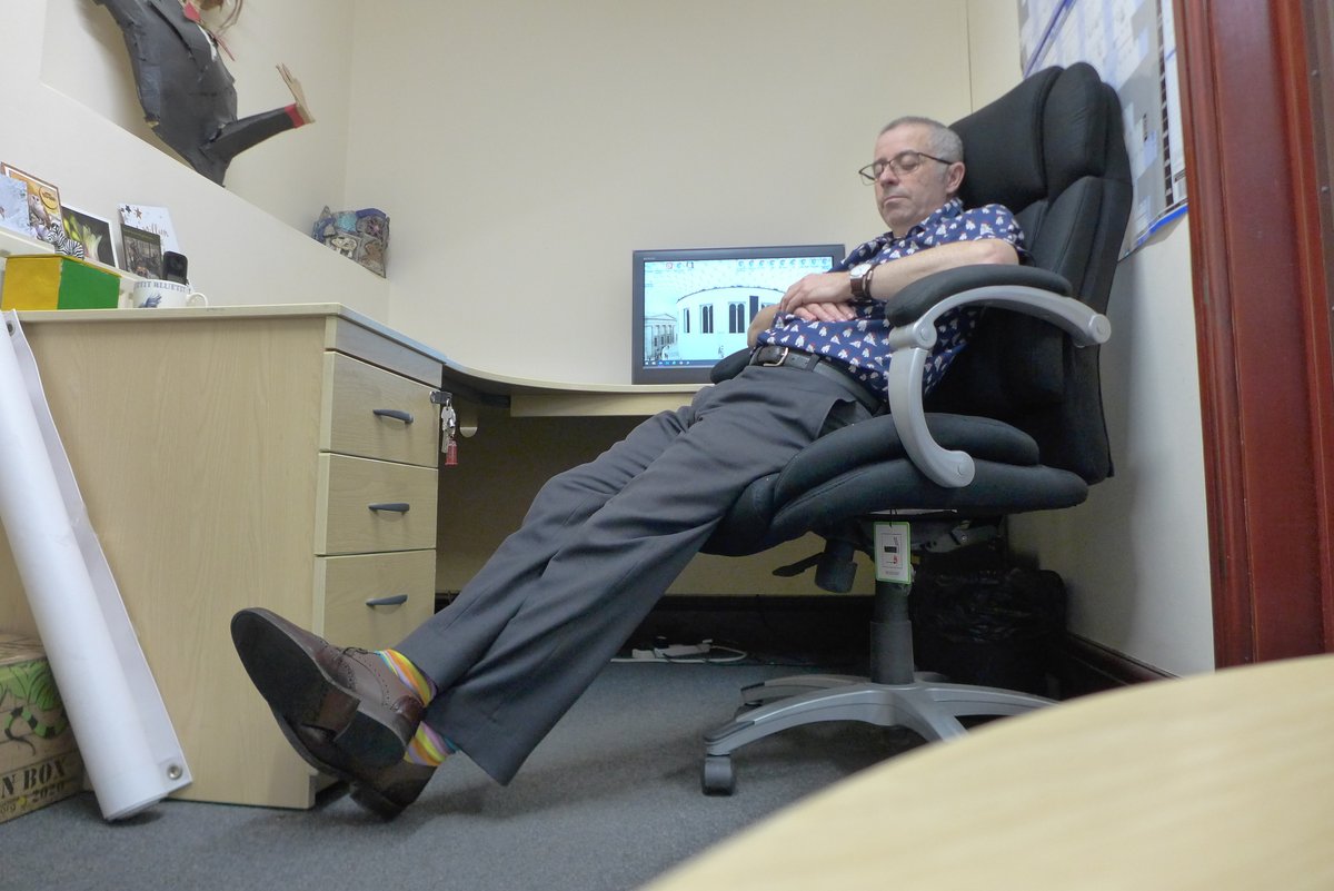 Children don't believe I have the odd snooze in the office!  This time in the polar bear shirt.
