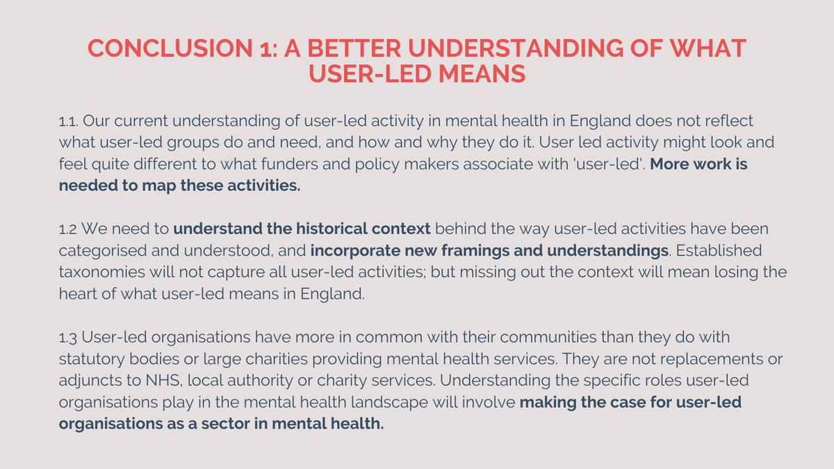 Finally, we arrived at our conclusions: we need better mapping of user-led activity, a better understanding of what it is amongst funders and policy-makers, respect for the position these groups occupy as deeply embedded within their communities  #NSUNUserLedGroups