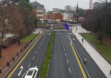 Boulevard de Nantes doesn't currently live up to it’s grand title does it? It will now change to add wider pavements, crossing points and permanent cycleways. The ugly central reservation and ‘cattle’ crossings will be removed and replaced with natural green drainage.