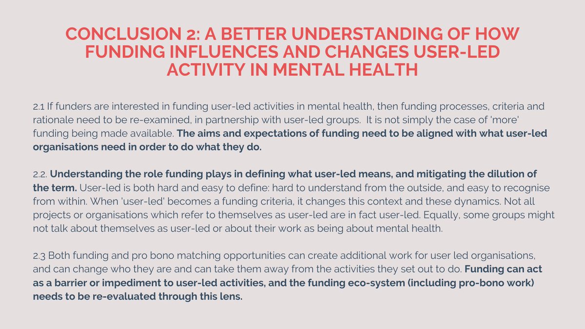 Our second lot of conclusions are around reshaping funding criteria, mitigating the dilution of the term "user-led", and re-evaluating the limitations of and barriers within the funding ecosystem  #NSUNUserLedGroups