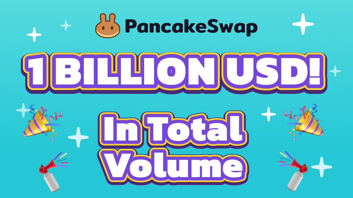 PancakeSwap's tweet photo. Achievement unlocked!

#PancakeSwap cumulative volume:

Over $1,000,000,000 USD!

That's 1 Billion USD, all on #BinanceSmartChain. 

🥞 https://t.co/26LsFpLS3c

#BSC @binance @BinanceChain @cz_binance #DeFi https://t.co/XQ3up3225M