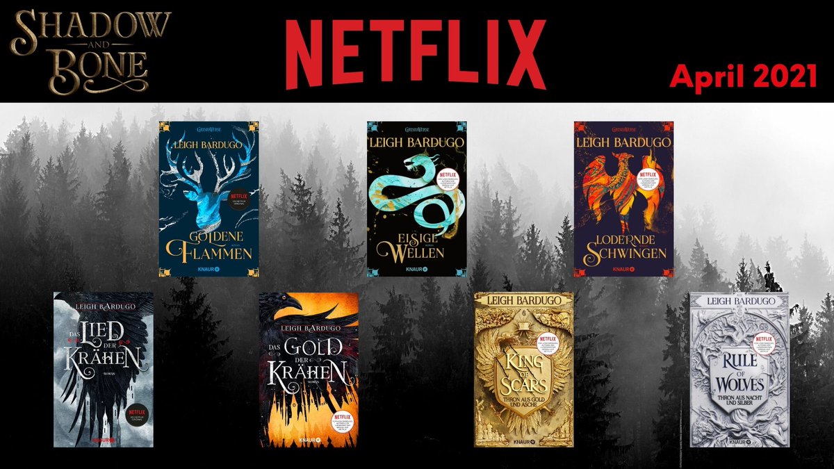 KnaurVerlag's tweet photo. Falls ihr es noch nicht mitbekommen habt: Ab April zeigt Netflix die 1. Staffel von #ShadowAndBone. Sechs Bücher von @LBardugo sind bereits bei uns erschienen, da könnte man sich schon mal etwas einlesen. Rule of Wolves erscheint bei uns im Frühsommer 2021. #Grishaverse https://t.co/WazWtRylow