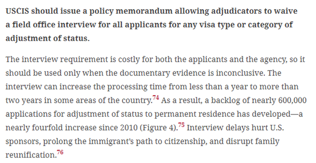 #7 In a piece that had to be updated twice since mid-Nov b/c of last second Trump changes,  @DavidKubat argues USCIS should grant broad discretion to waive immigration interviews to help address the massive adjustment of status backlog & reduce costs for the agency