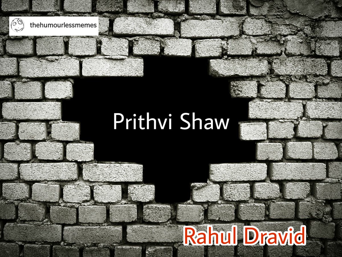 thehumourlessm1's tweet photo. You need good knowledge in Indian cricket to understand this meme 😂😂😂😂

#TheHumourlessMemes #PrithviShaw #RahulDravid #INDvsAUSTest #INDvsAUS #thewall https://t.co/MqgRdevpBH