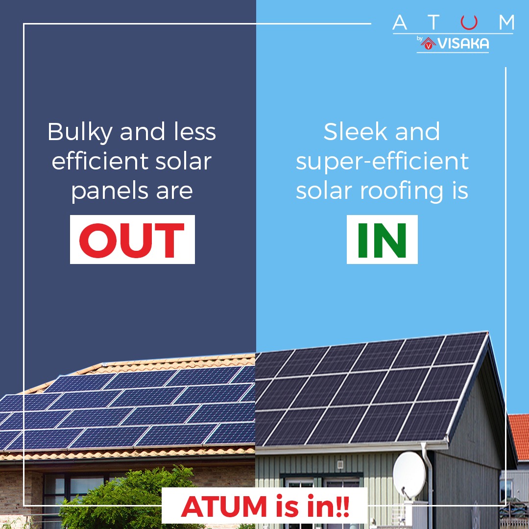 vkgaddam's tweet photo. Conventional #solarpanelling is bulky and doesn't optimise the space available. ATUM's integrated solar roofing, on the other hand, makes use of your entire roof's surface area while looking sleek and aesthetic at the same time!
#solarpower #renewableenergy #cleanenergy https://t.co/p43xeGXbNK