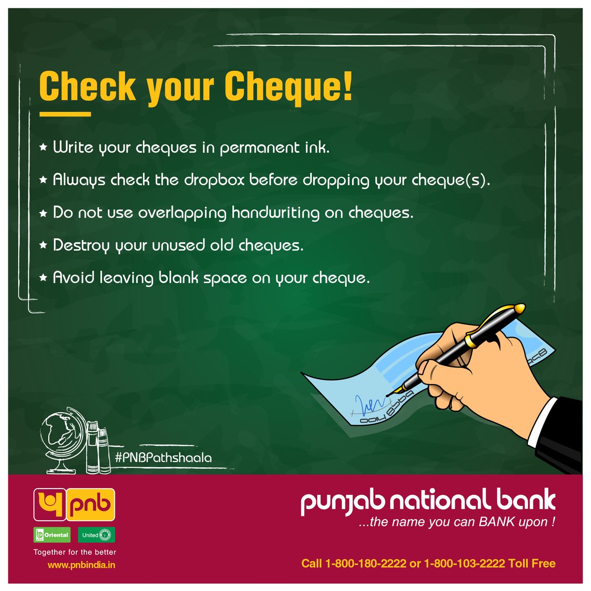 pnbindia's tweet photo. Figures on your cheques don’t need to maintain social distancing! ✅
Today, let’s know more such tips to avoid frauds.
#PNB #PNBPathshala https://t.co/R1iTRFqDbA