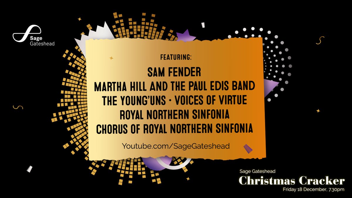 glasshouseicm's tweet photo. 7.30pm tonight - the premiere of Sage Gateshead Christmas Cracker with @samfendermusic @RNSinfonia @marthahillmusic &amp; the @PaulREdis Band, @theyoungunstrio @Voicesofvirtueg + Chorus of Royal Northern Sinfonia with hosts @JessGillamSax + @rgtmillard

📺 https://t.co/Qjl9axRI9w https://t.co/76pUpp9APP
