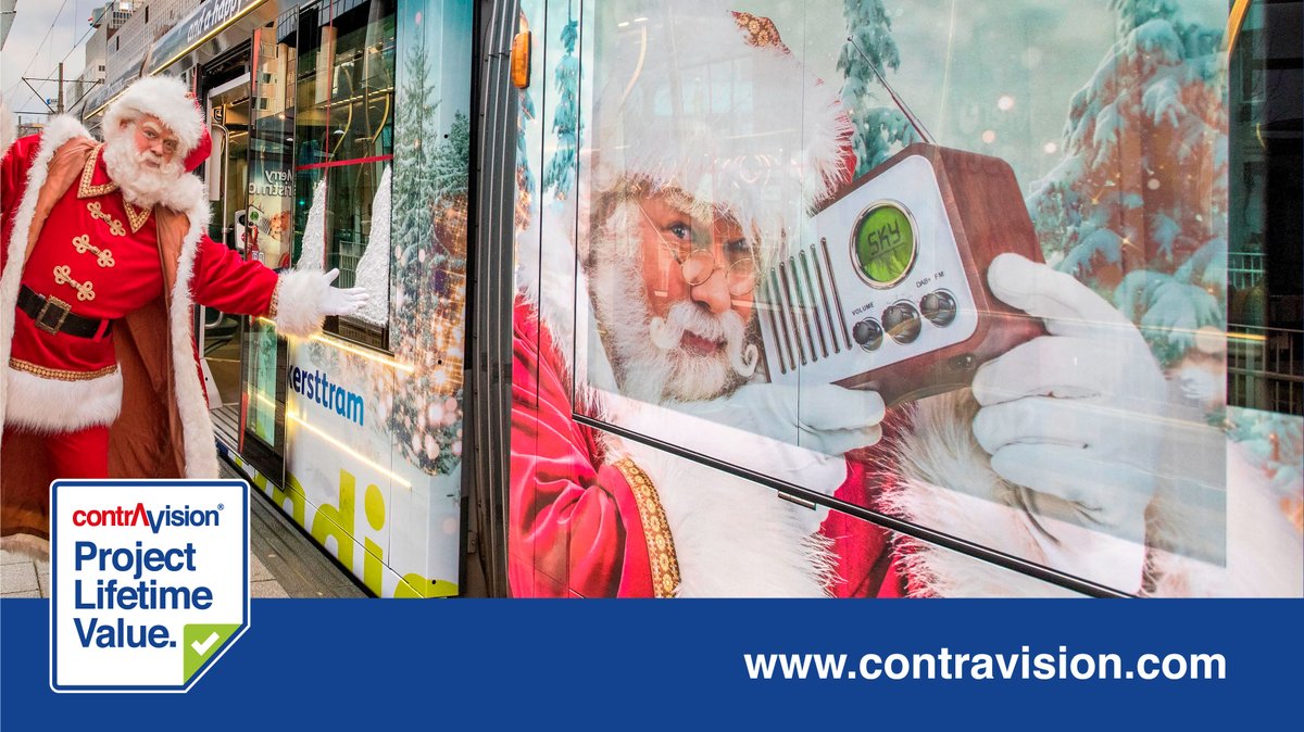 Contra_Vision's tweet photo. #FestiveFlashbackFriday!

This festive tram wrap was done back in 2014 for Sky Radio in Rotterdam, Netherlands using Contra Vision one-way vision window film!

#windowgraphics #windowfilm #perforatedwindowfilm #contravision #flashbackfriday #tramwrap #vehiclewrap https://t.co/lE5zLtW9RJ