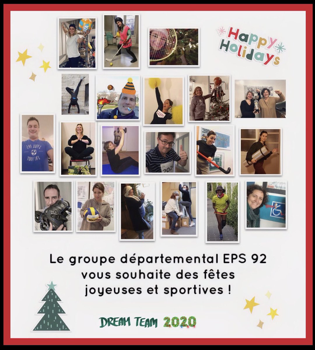 carolivia31's tweet photo. Le groupe départemental EPS 92 vous souhaite des fêtes joyeuses et sportives ! #dreamteam2020 #dsden92 #cpeps #joyeuxnoel https://t.co/6GbYYwkfwl