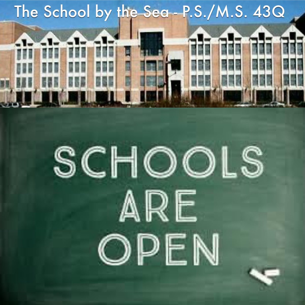 PrincipalNick43's tweet photo. NYC school buildings are OPEN! Meal Hub service is available between 9am-12pm. Looking forward to seeing our blended students at 8:30am!
#FarRockaway
#FarRockawayQueens
#PS43
#PSMS43
#PS43MS
#PS43Q
#43Q
#TheSchoolByTheSea 
#NYCDOE 
#NYCschools
#District27
#RecoverAndRise2020 https://t.co/3WqgOkCqGT