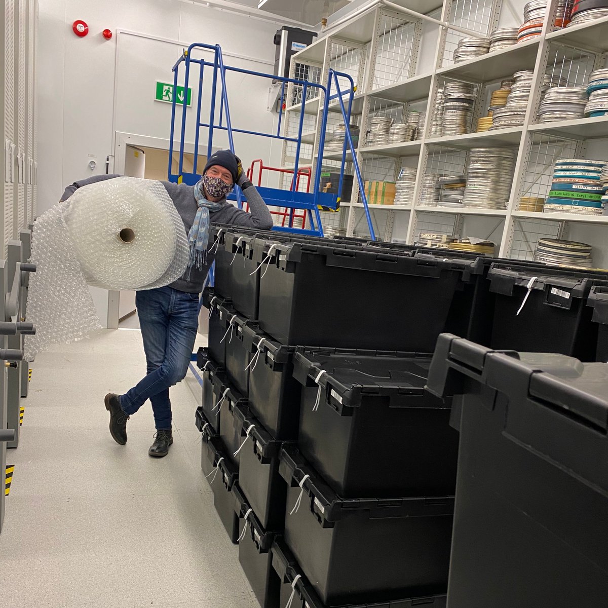 nlskelvinhall's tweet photo. What have we been wrapping up for Christmas at the tape vault? Find out on Monday as we bring you a selection of #BehindtheScenes tweets! 🎁

#Heritage2022  #MovingImageArchive
@dpc_chat https://t.co/Ctfyy4i7xB