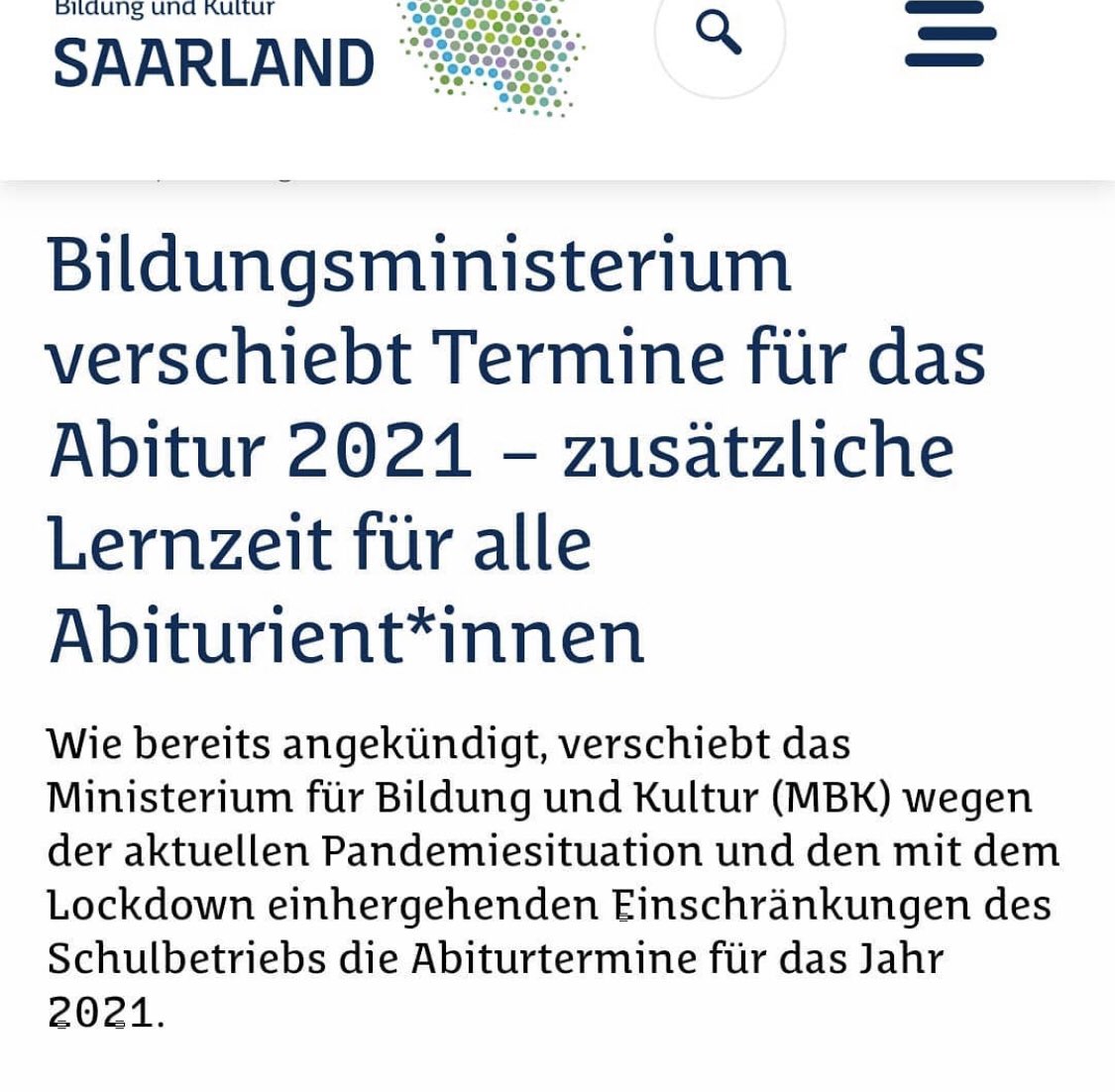 MSaarbruecken's tweet photo. Die Abiturtermine 2021 werden verschoben #abitur #saarland #coronabi https://t.co/Ic32dtZ65D