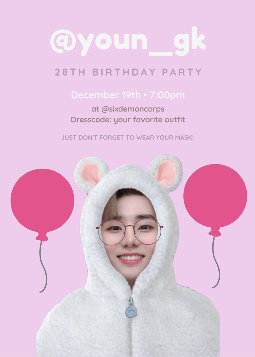 sixdemoncorps's tweet photo. ㅤㅤ
ㅤIf you have two left foot
ㅤOutrageous clothing style
ㅤA hair style with an attitude
ㅤAnd a serious fixation to 90’s dance tunes
ㅤㅤ
ㅤThen join
ㅤㅤ
ㅤ@youn_gk
ㅤㅤ
ㅤAs he celebrates his 28th birthday party.

**time and place is shown in the picture. https://t.co/JfHojzdo1Y