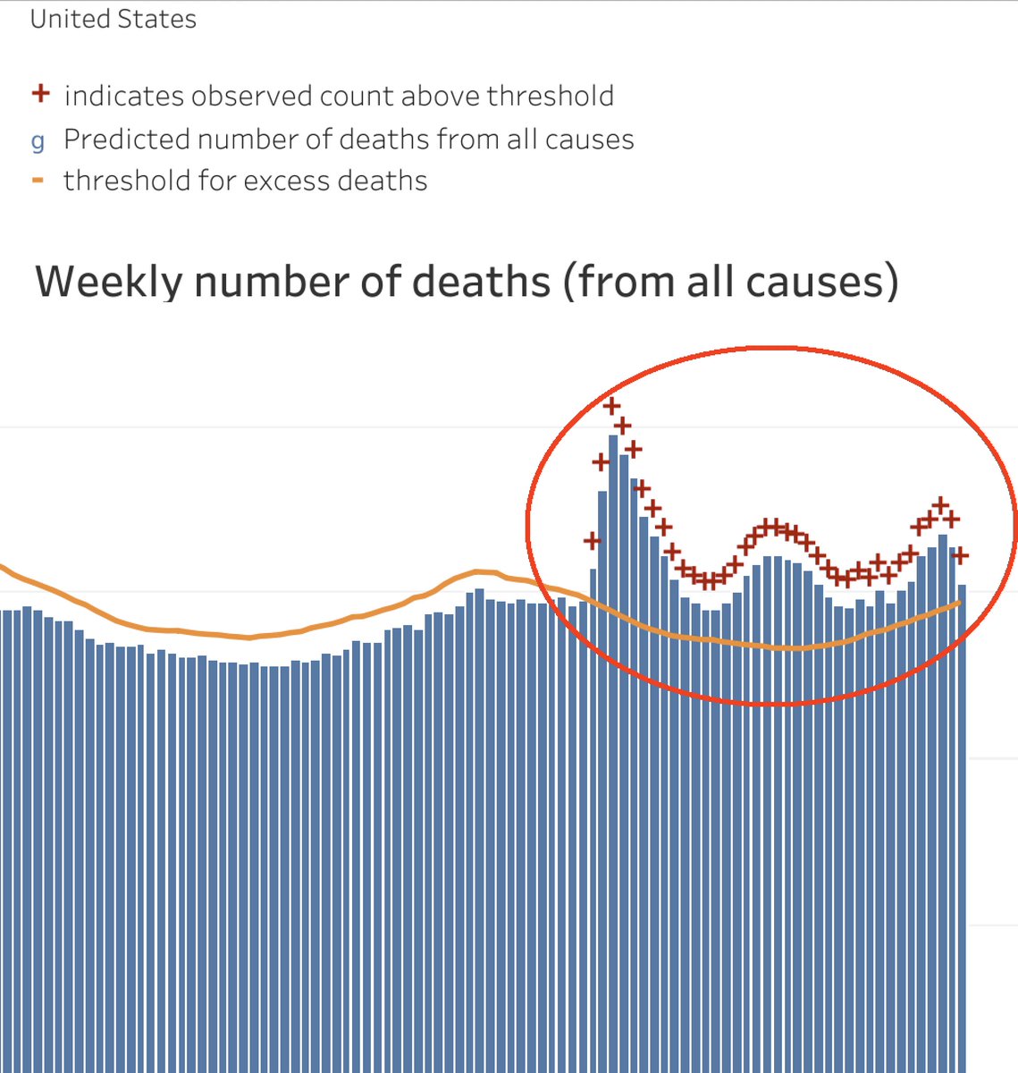 The CDC data on weekly excess deaths makes it clear that people are dying from (not with) Covid.