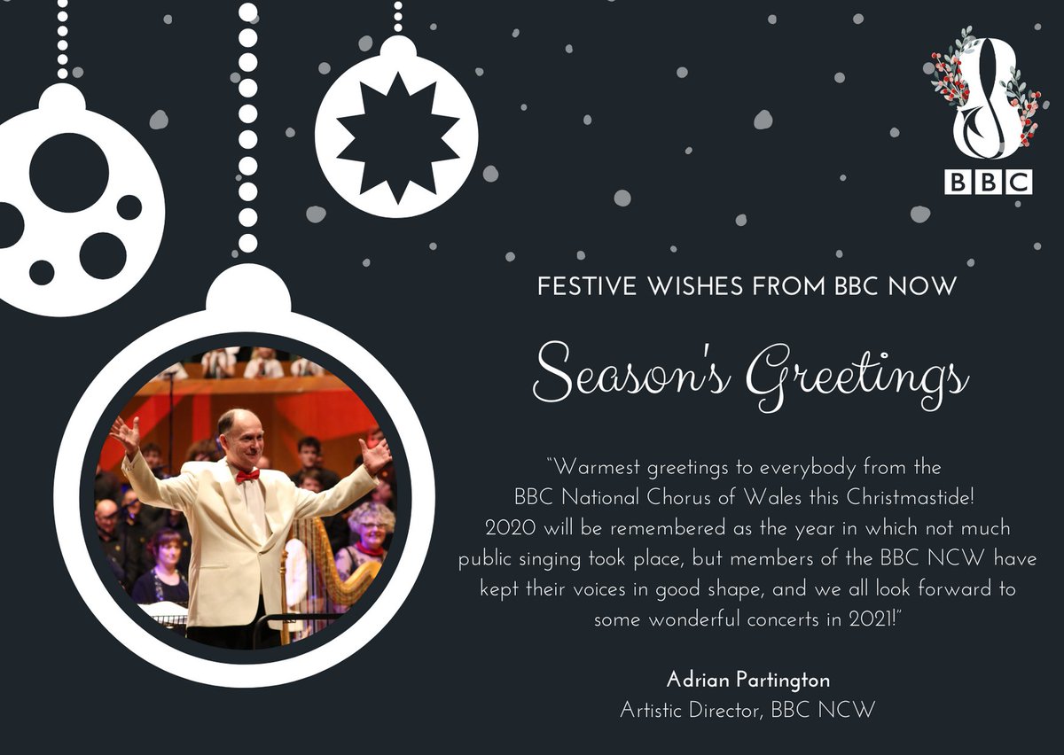 BBCNOW's tweet photo. Season’s Greetings from the BBC National Chorus of Wales! 🎄🎶
On day 22 of our #FestiveNOW calendar, #BBCNCW Artistic Director Adrian Partington sends his warmest wishes to you all 🥰 https://t.co/0JbUp4ueYi