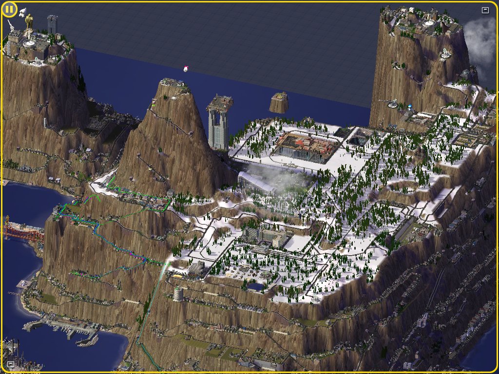 こげぽん 冬のシムシティ４プレイには 雪原フィールドも如何 積雪テラインｍｏｄを入れて一定の標高にすれば ゲーム内の季節に関係なく一年中雪景色を楽しめますよ 冬景色用やシーズナル対応の各作品も導入すれば尚良し 冬季以外は外観に違和感あって
